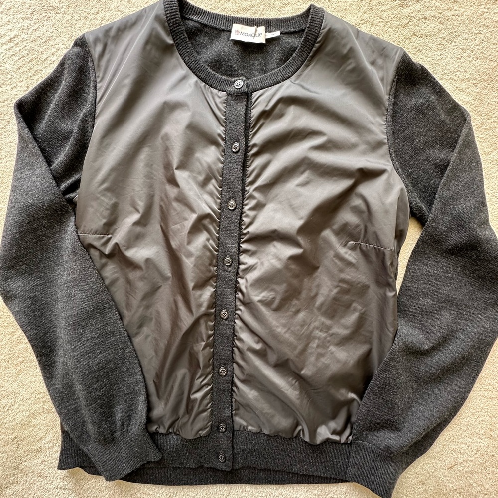 Moncler woven/sweater knit cardigan size L
